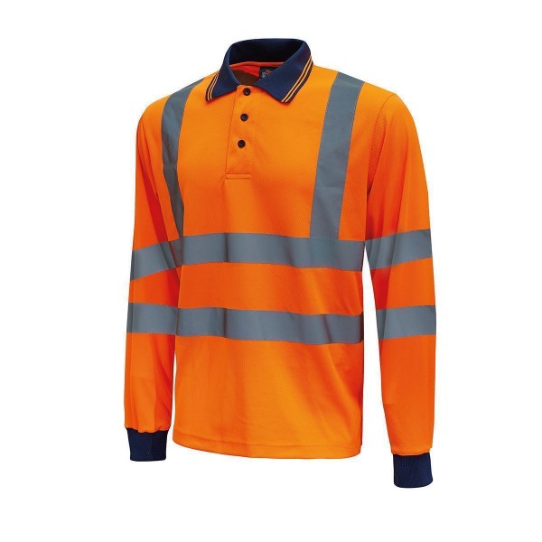 Langarm Poloshirt HAZE, Farbe: Orange Fluo